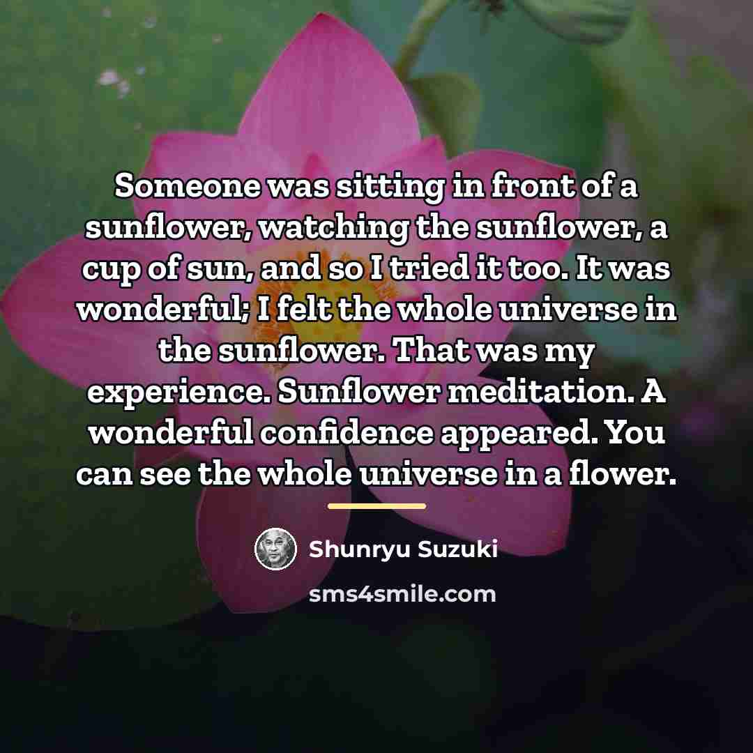 “Someone was sitting in front of a sunflower, watching the…” quote by Shunryu Suzuki