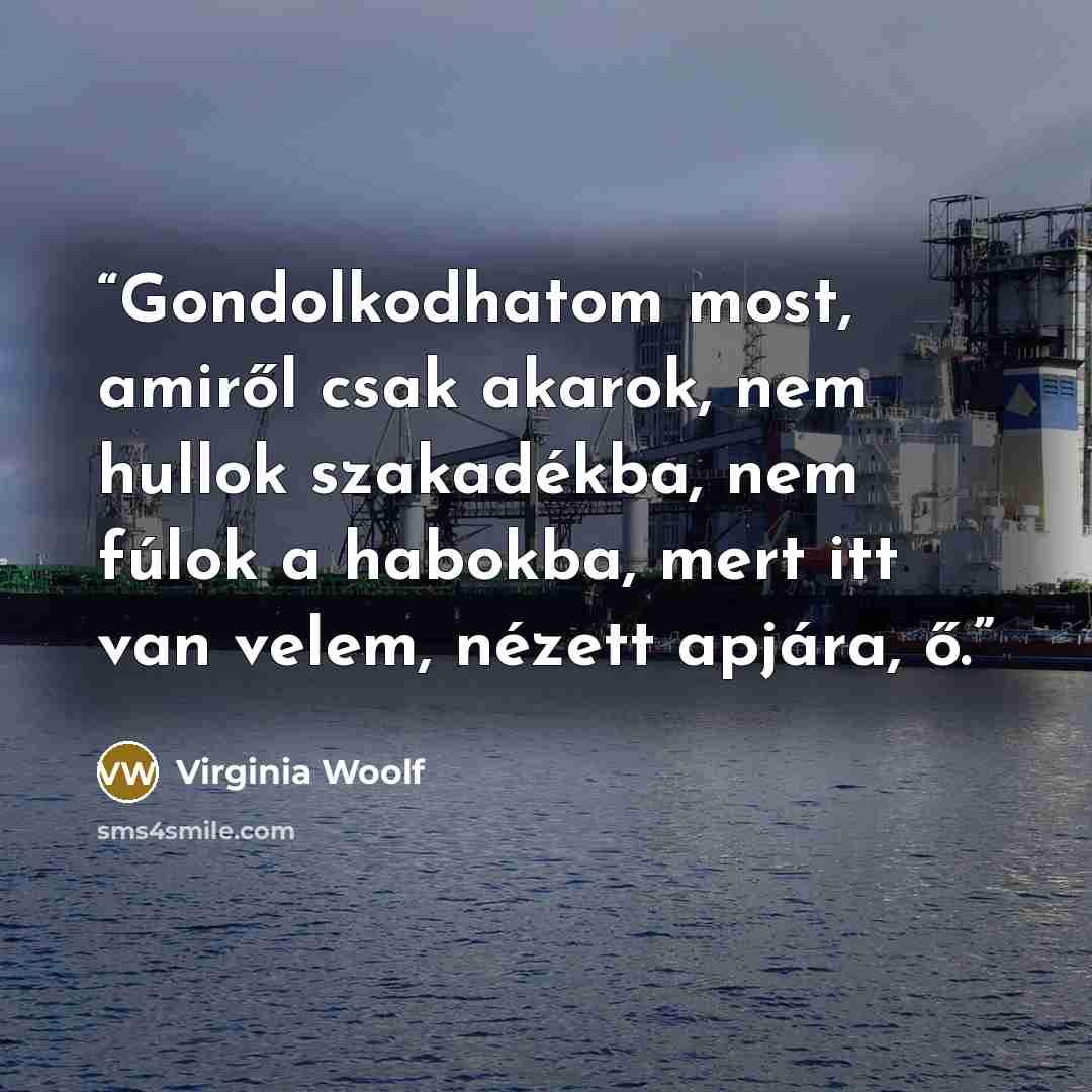 “Gondolkodhatom most, amiről csak akarok, nem hullok szakadékba, nem fúlok a habokba, mert itt van velem, nézett apjára, ő.” quote by Virginia Woolf