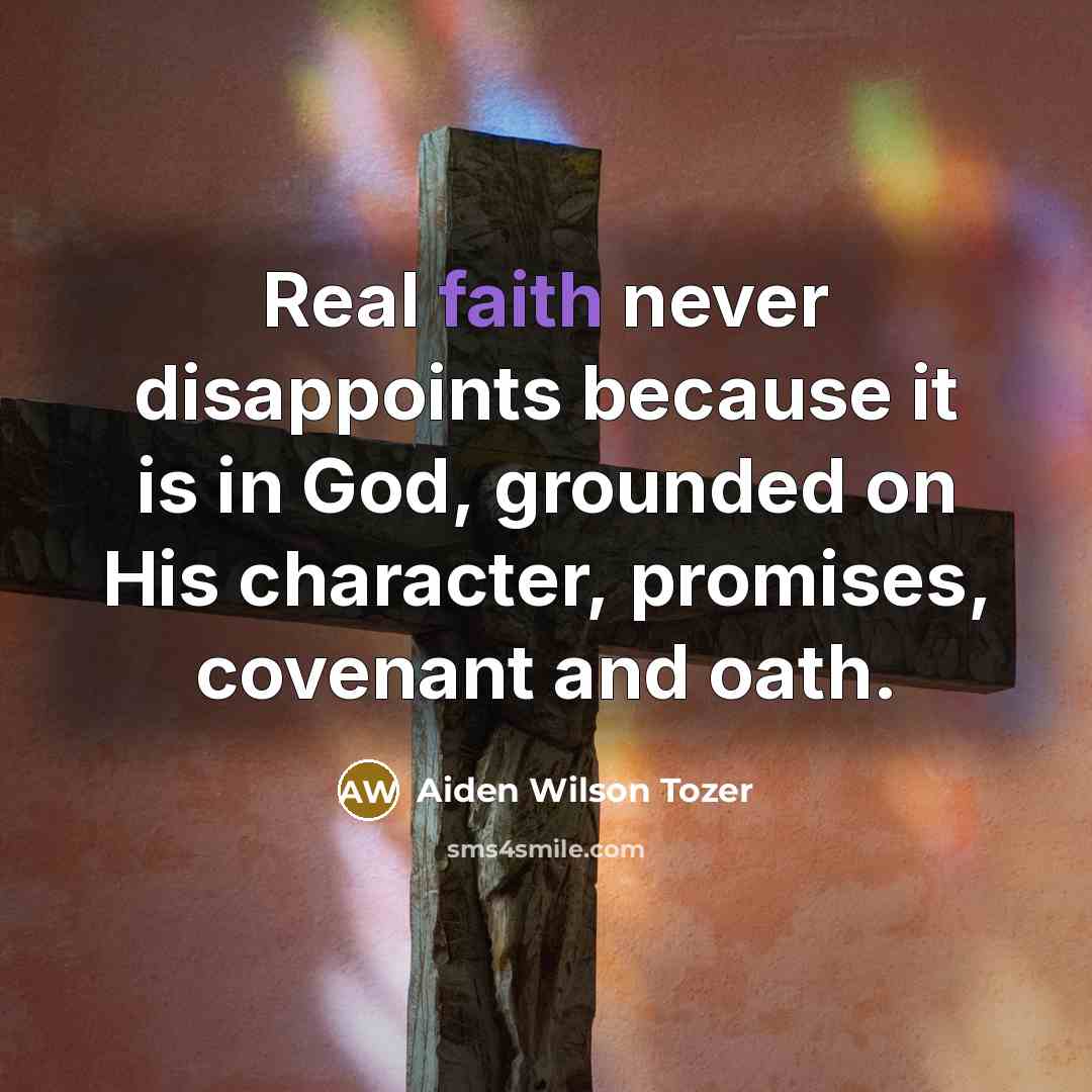 “Real faith never disappoints because it is in God, grounded…” quote by Aiden Wilson Tozer