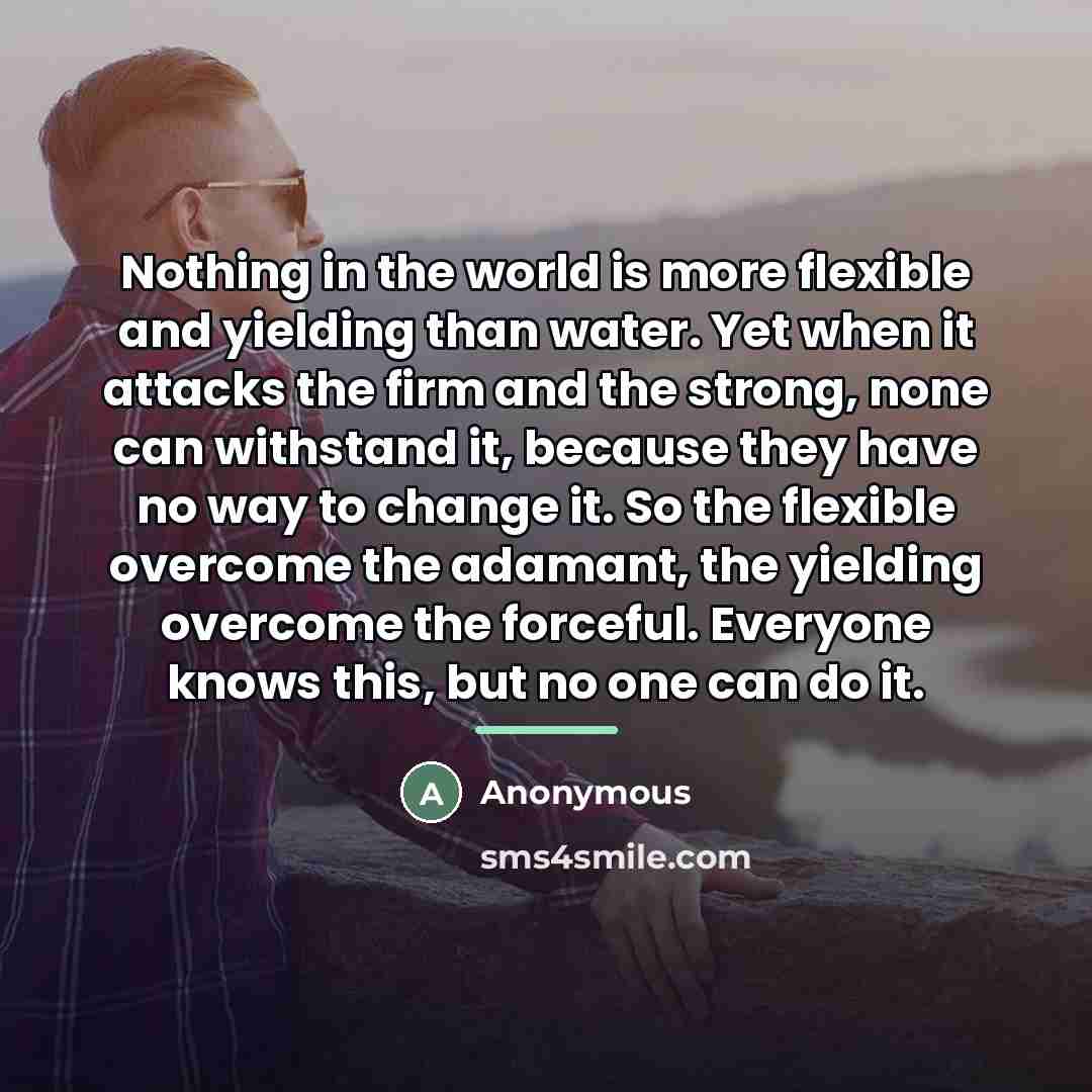 “Nothing in the world is more flexible and yielding than…” quote by Anonymous