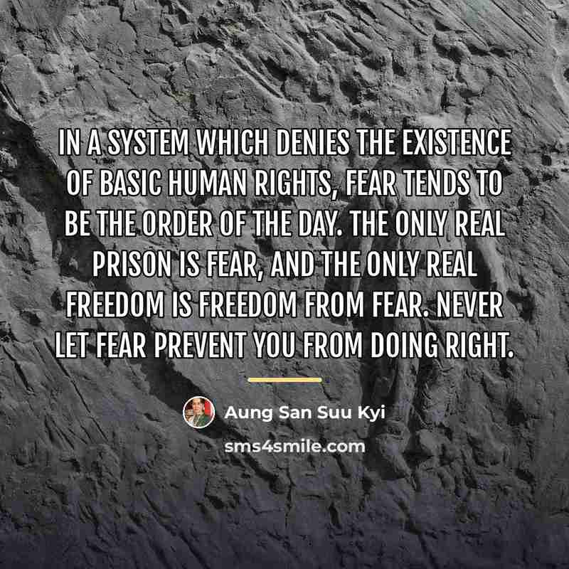 “In a system which denies the existence of basic human…” quote by Aung San Suu Kyi