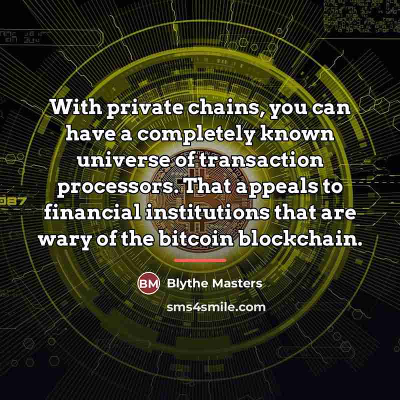 “With private chains, you can have a completely known universe…” quote by Blythe Masters