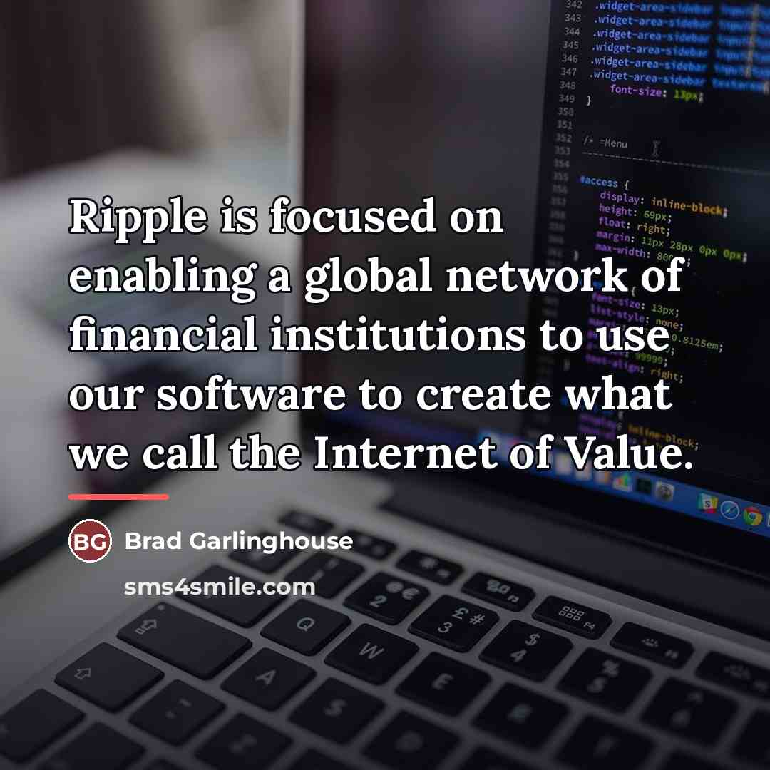 “Ripple is focused on enabling a global network of financial…” quote by Brad Garlinghouse