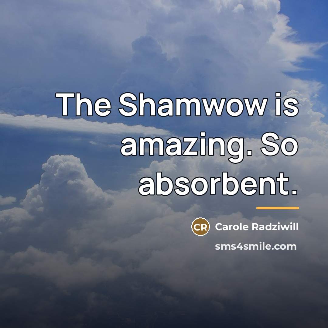 “The Shamwow is amazing. So absorbent.…” quote by Carole Radziwill