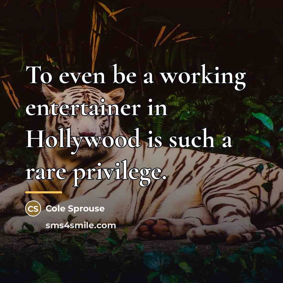 “To even be a working entertainer in Hollywood is such…” quote by Cole Sprouse