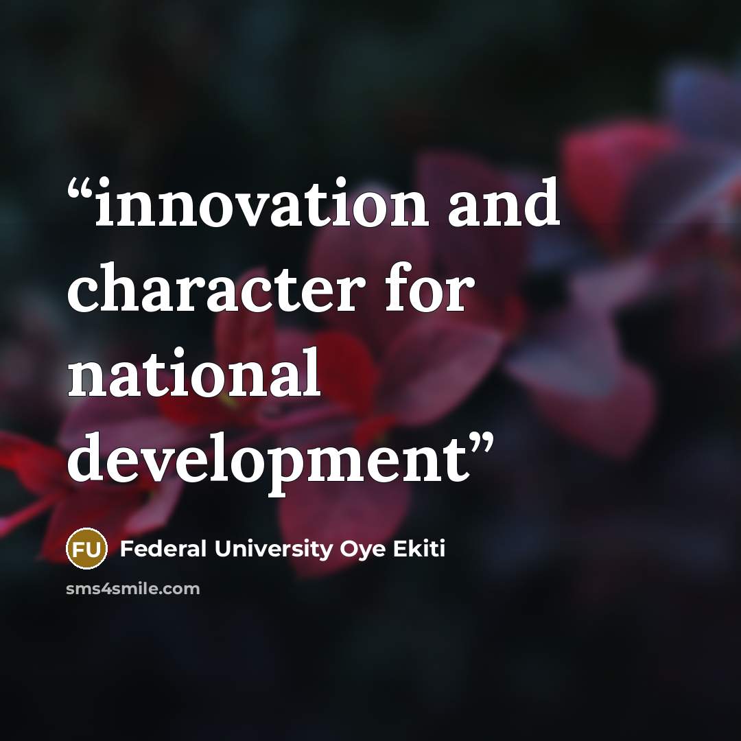 “innovation and character for national development” quote by Federal University Oye Ekiti
