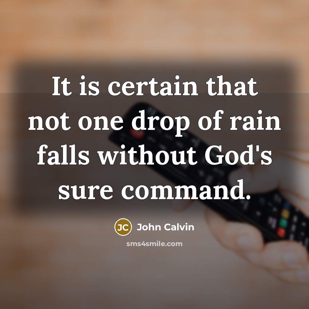 “It is certain that not one drop of rain falls…” quote by John Calvin