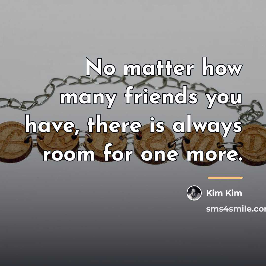“No matter how many friends you have, there is always…” quote by Kim Kim