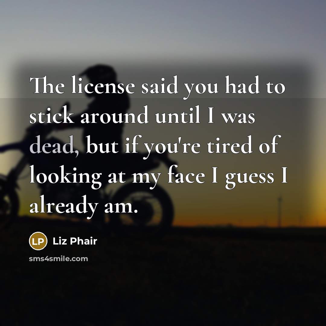 “The license said you had to stick around until I…” quote by Liz Phair