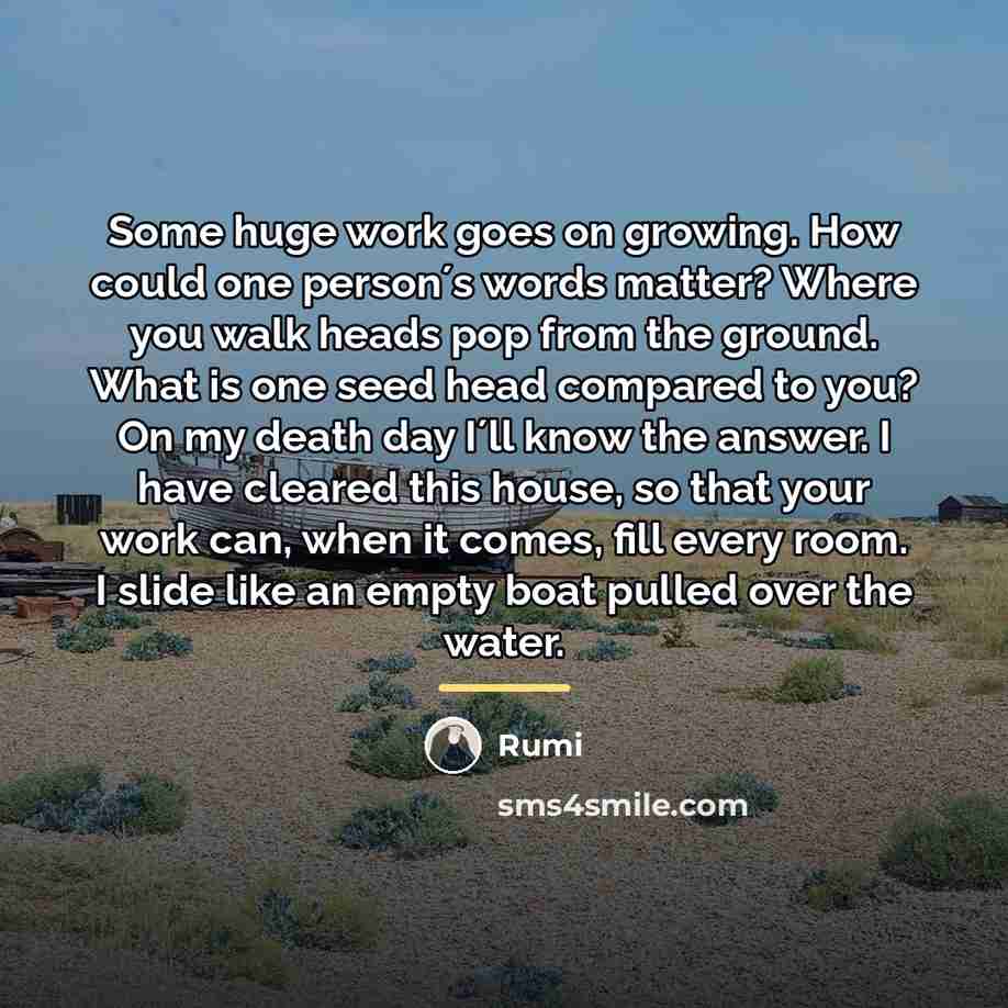 “Some huge work goes on growing. How could one person´s…” quote by Rumi