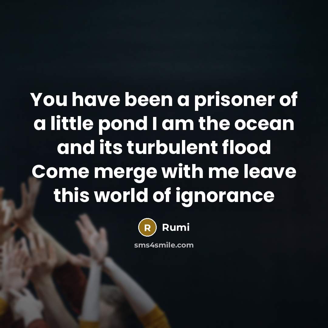 “You have been a prisoner of a little pond I…” quote by Rumi