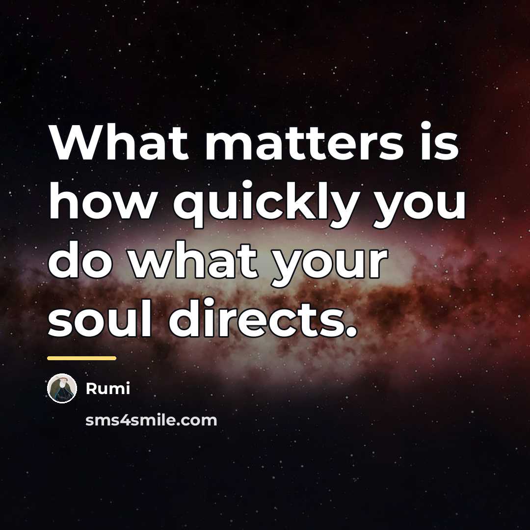 “What matters is how quickly you do what your soul…” quote by Rumi