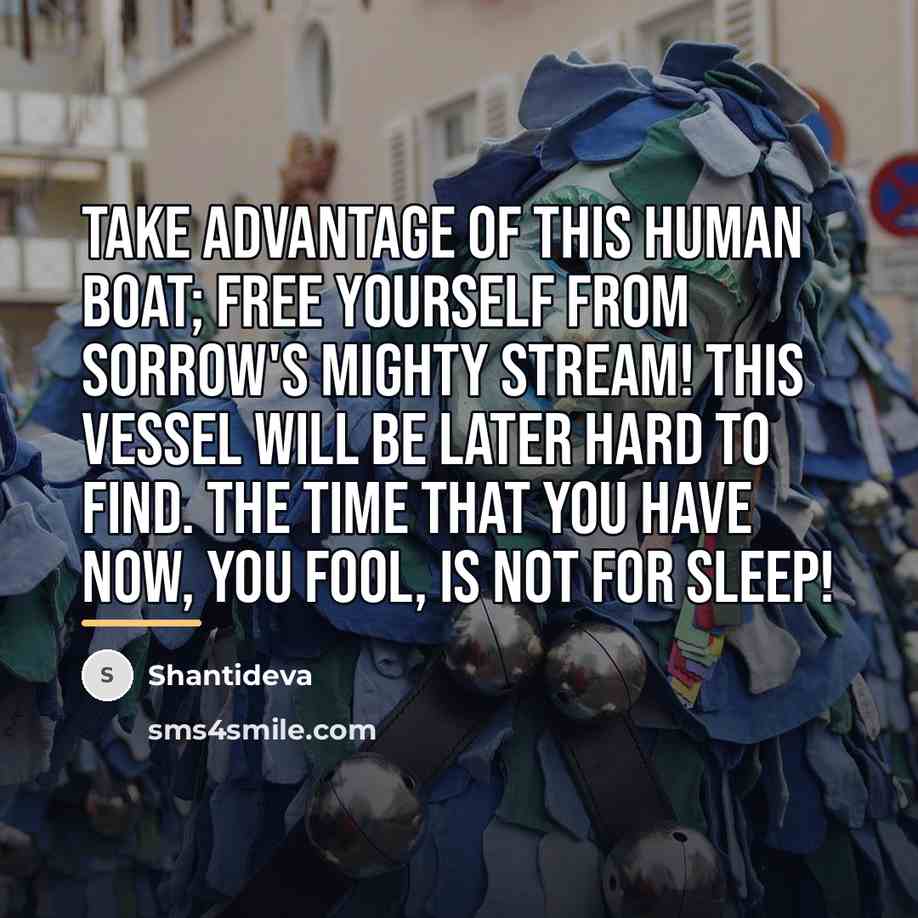 “Take advantage of this human boat; Free yourself from sorrow's…” quote by Shantideva
