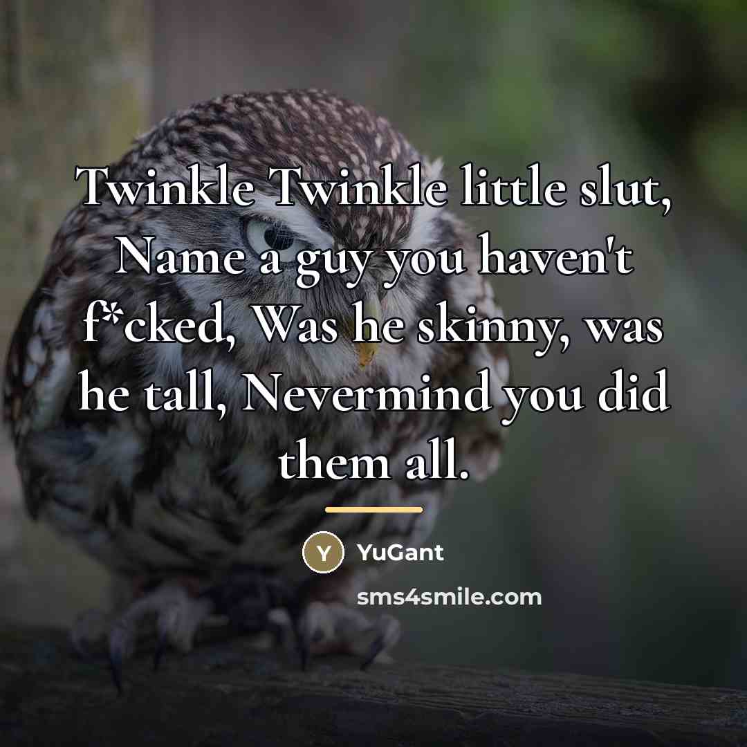 “Twinkle Twinkle little slut, Name a guy you haven't f*cked,…” quote by YuGant