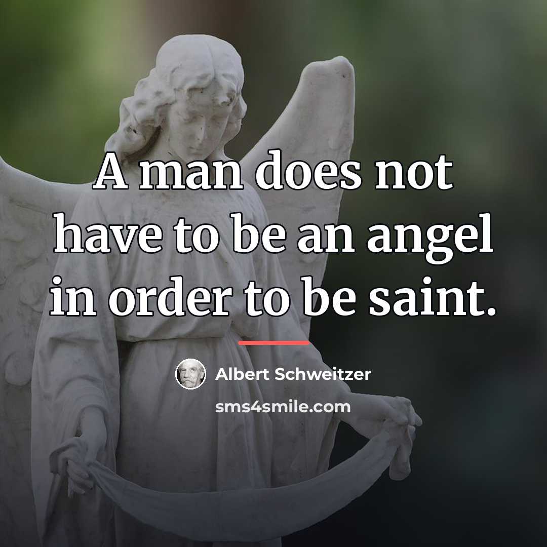 “A man does not have to be an angel in…” quote by Albert Schweitzer
