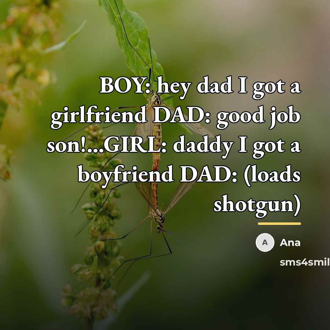 “BOY: hey dad I got a girlfriend DAD: good job…” quote by Ana