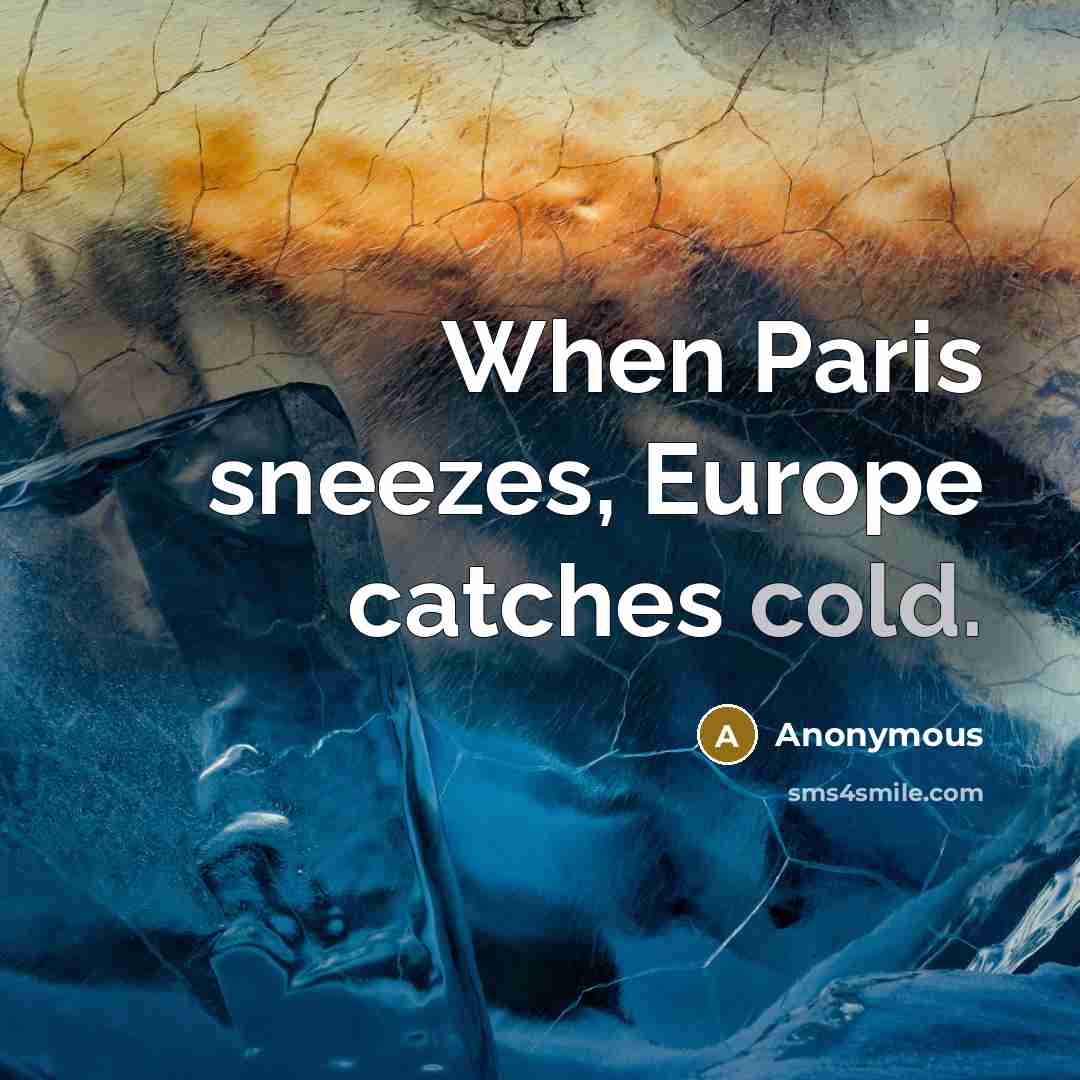 “When Paris sneezes, Europe catches cold.” quote by Anonymous