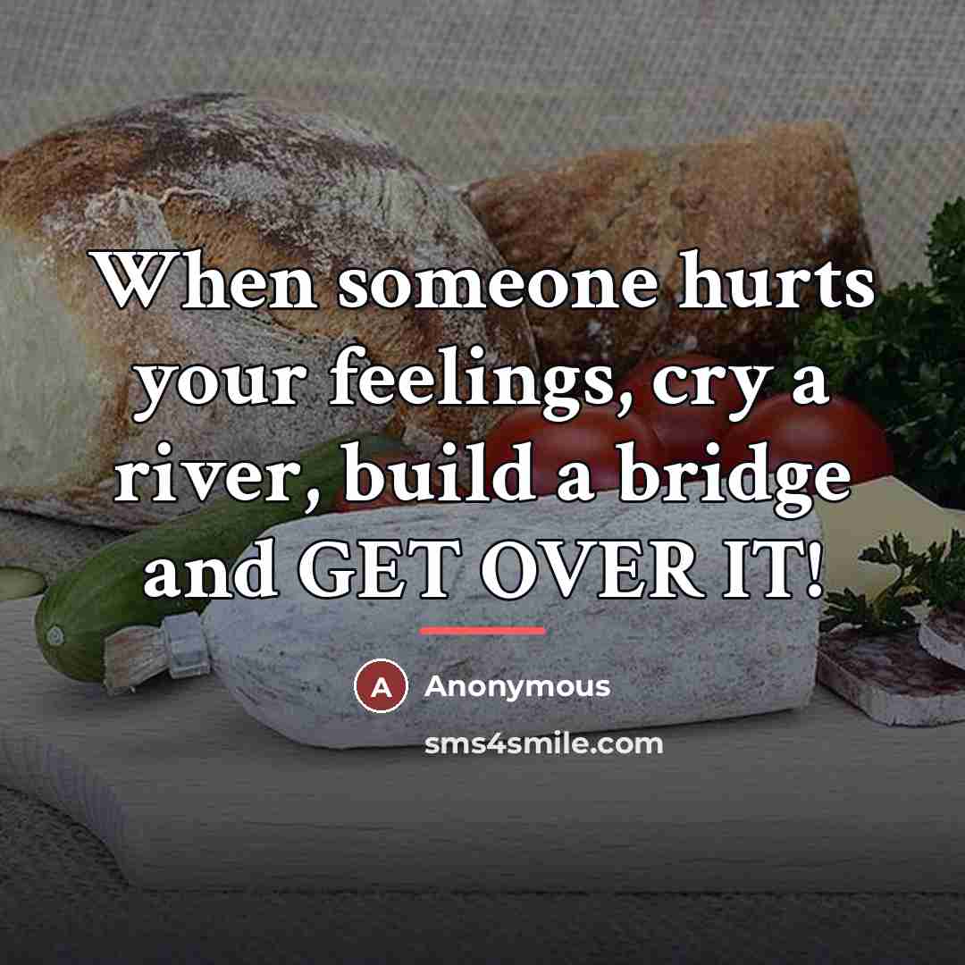 “When someone hurts your feelings, cry a river, build a…” quote by Anonymous