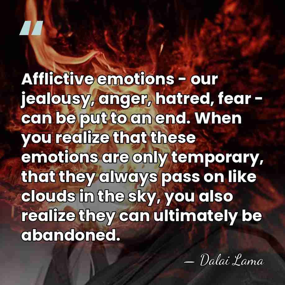 Afflictive emotions - our jealousy, anger, hatred, fear - can be put&hellip; - Dalai Lama