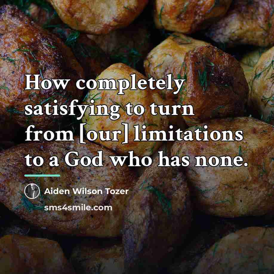 “How completely satisfying to turn from [our] limitations to a…” quote by Aiden Wilson Tozer