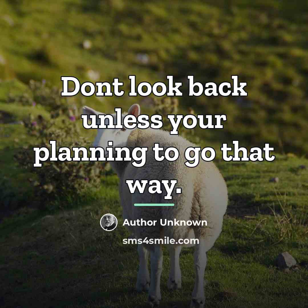 “Dont look back unless your planning to go that way.…” quote by Author Unknown