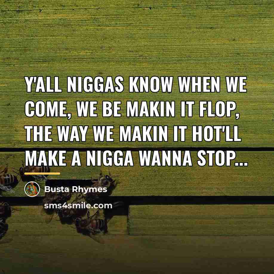 “Y'all niggas know when we come, we be makin it…” quote by Busta Rhymes