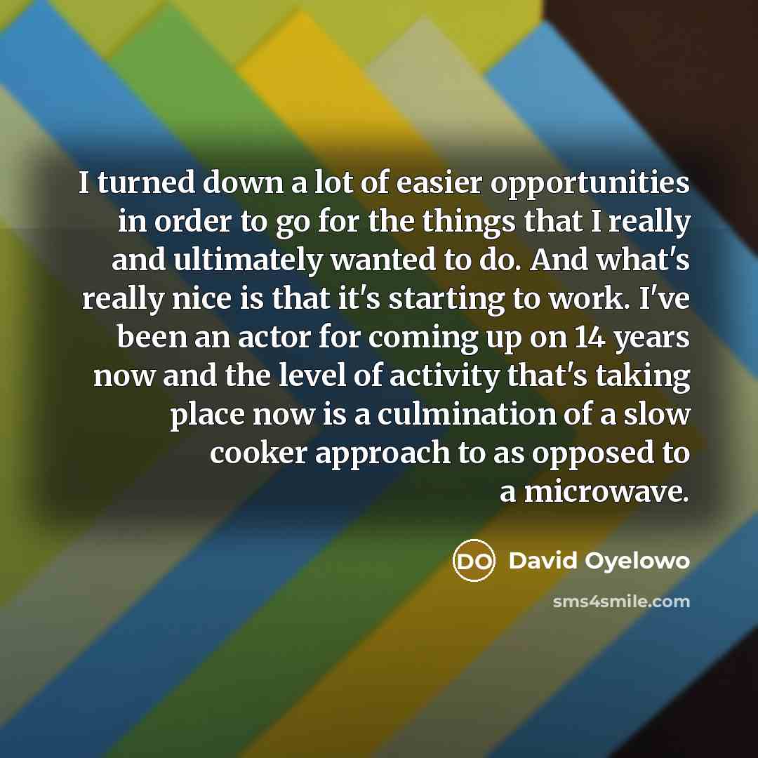 “I turned down a lot of easier opportunities in order…” quote by David Oyelowo