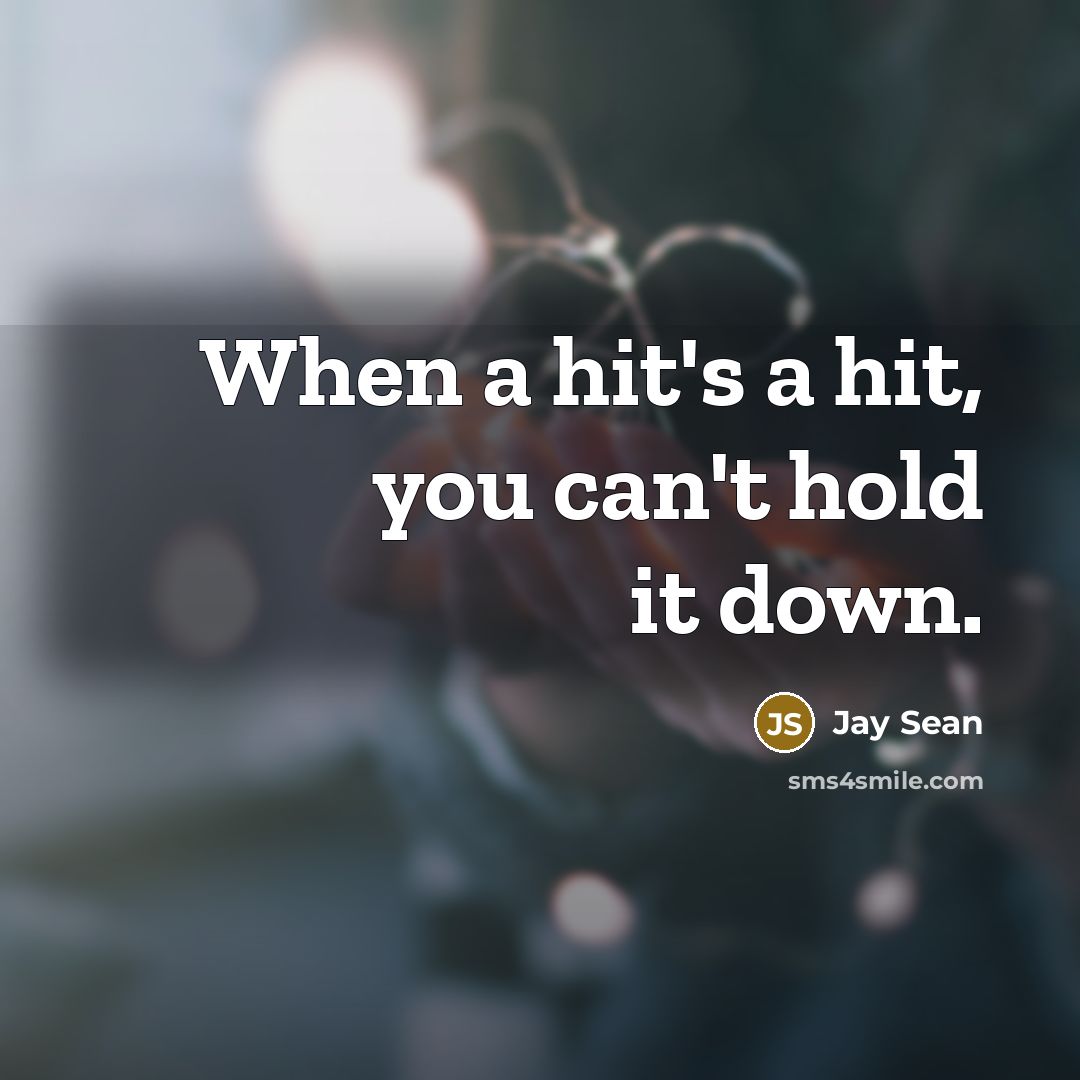 “When a hit's a hit, you can't hold it down.…” quote by Jay Sean