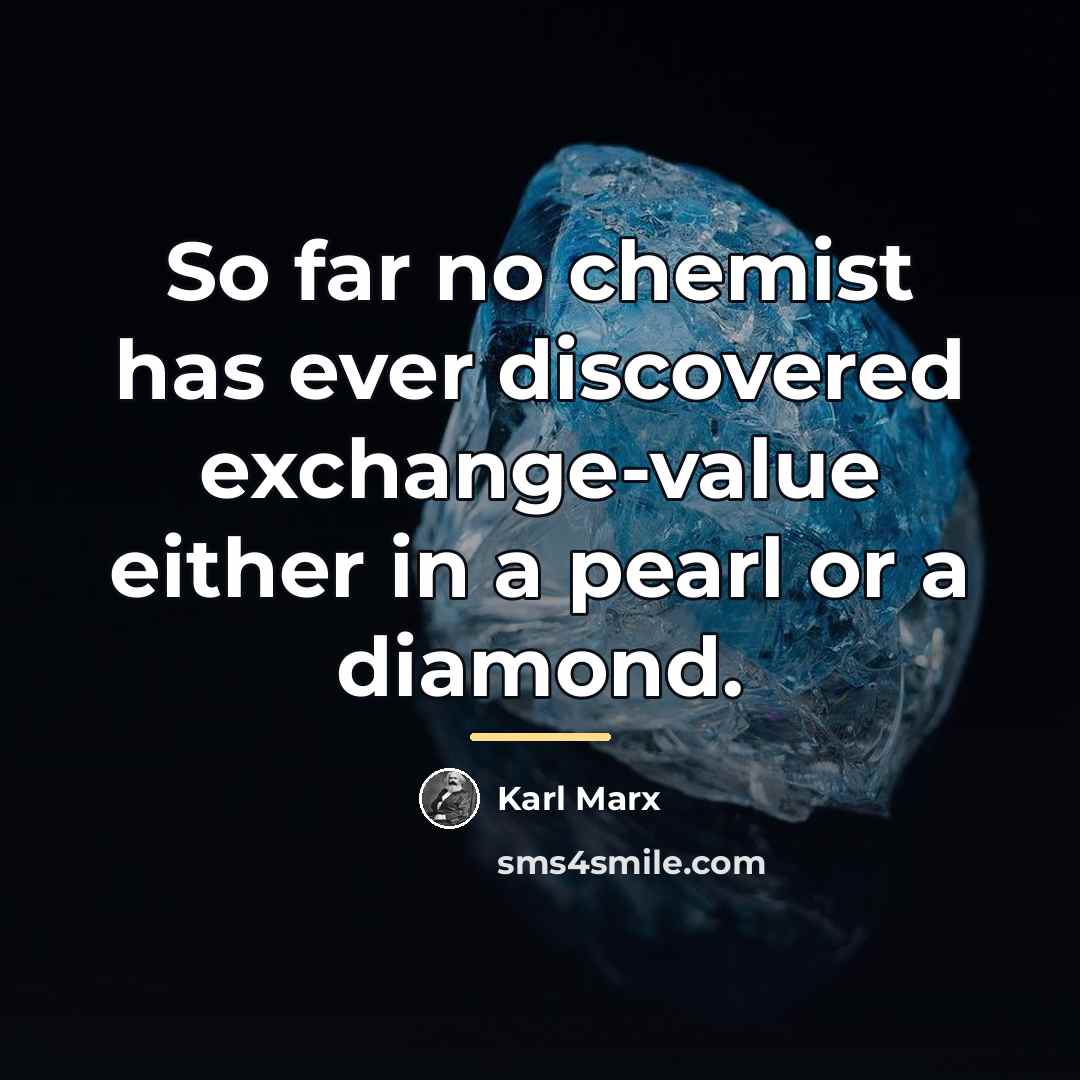 “So far no chemist has ever discovered exchange-value either in…” quote by Karl Marx