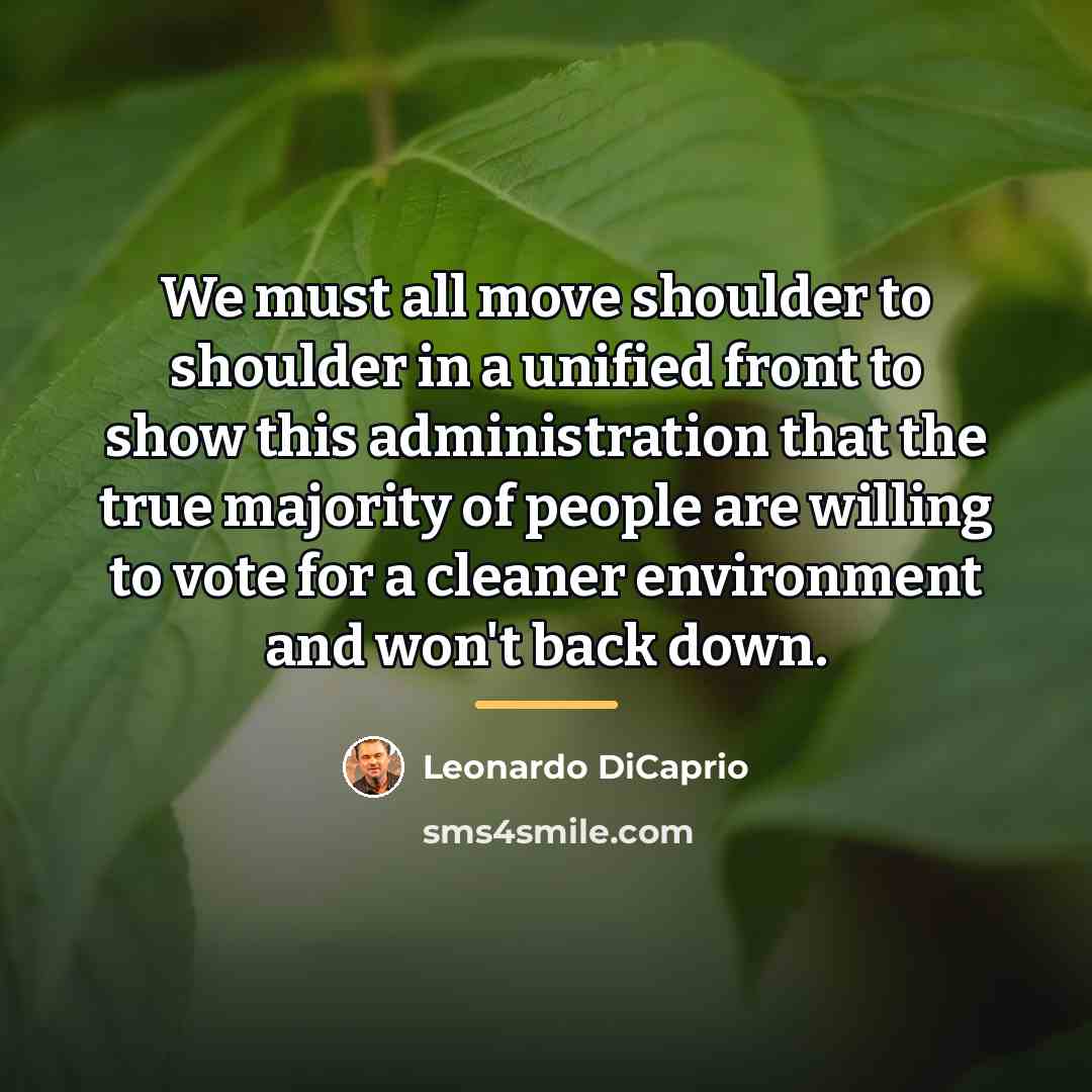 “We must all move shoulder to shoulder in a unified…” quote by Leonardo DiCaprio