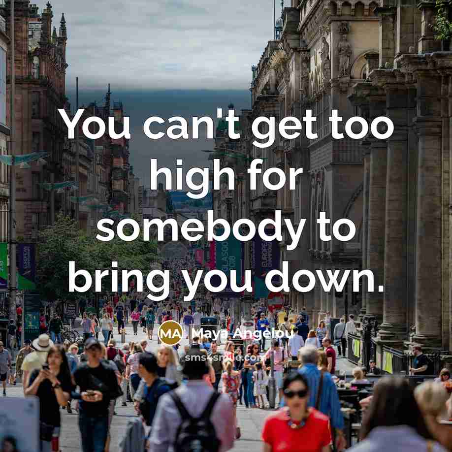 “You can't get too high for somebody to bring you…” quote by Maya Angelou