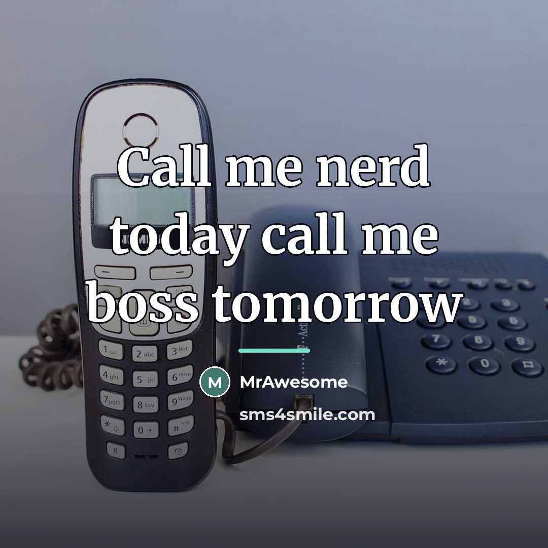 “Call me nerd today call me boss tomorrow…” quote by MrAwesome