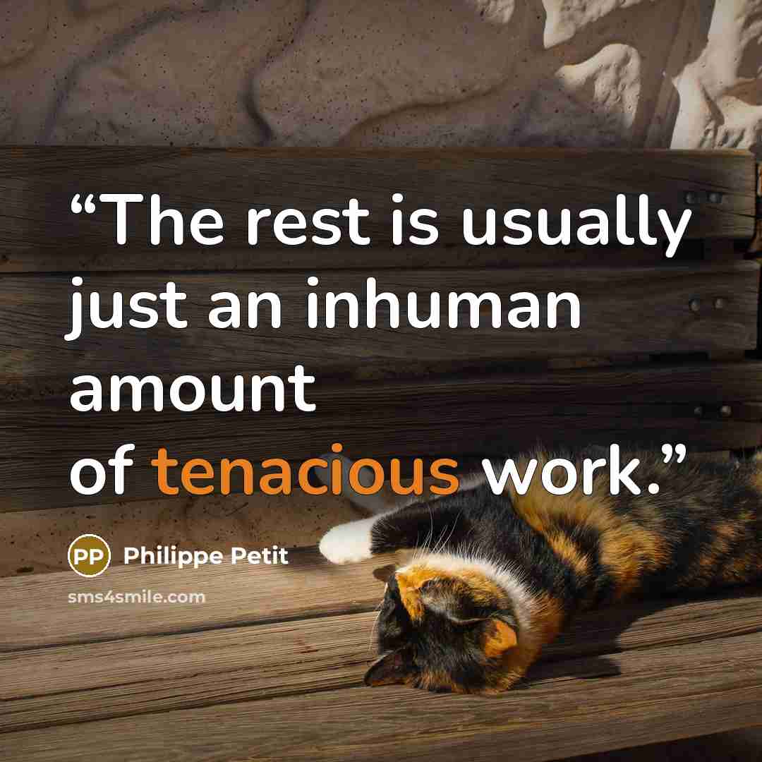 “The rest is usually just an inhuman amount of tenacious work.” quote by Philippe Petit