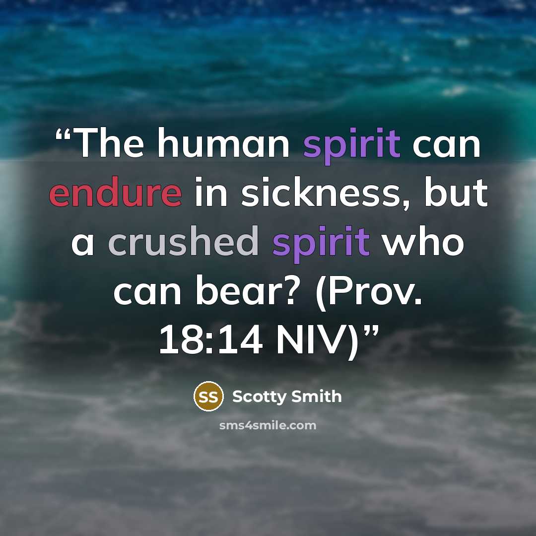 “The human spirit can endure in sickness, but a crushed spirit who can bear? (Prov. 18:14 NIV)” quote by Scotty Smith