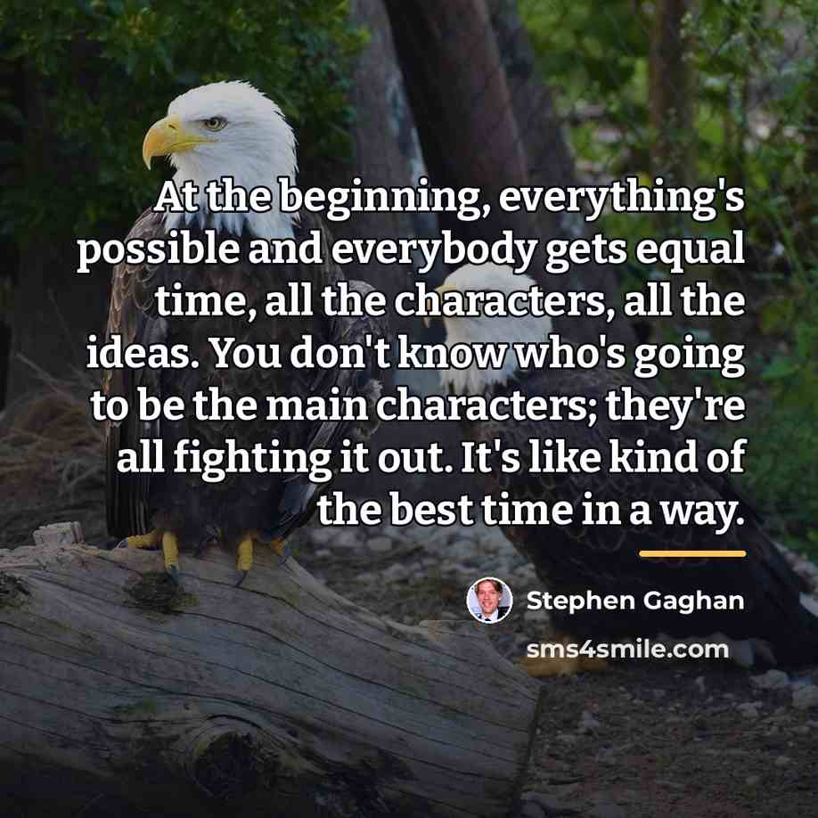 “At the beginning, everything's possible and everybody gets equal time,…” quote by Stephen Gaghan