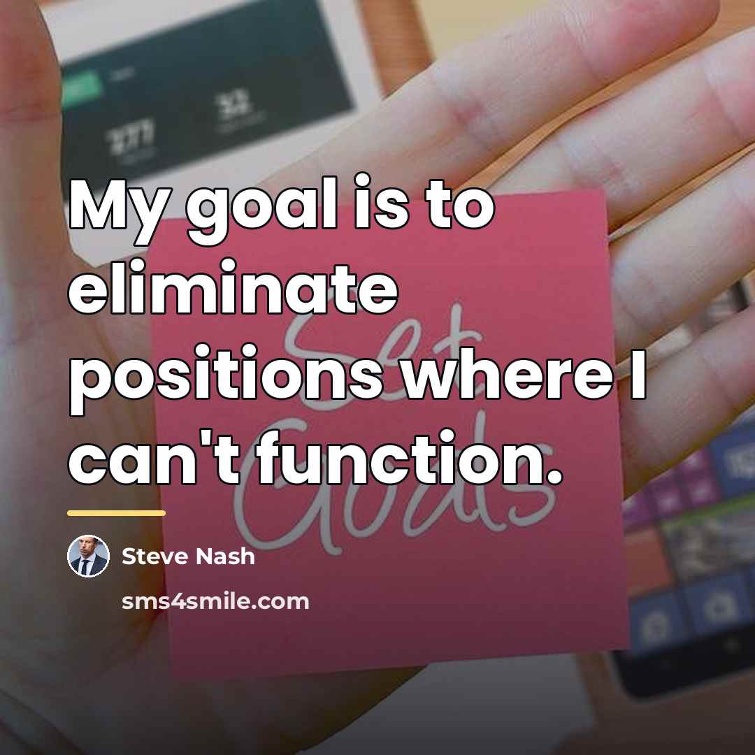 “My goal is to eliminate positions where I can't function.…” quote by Steve Nash