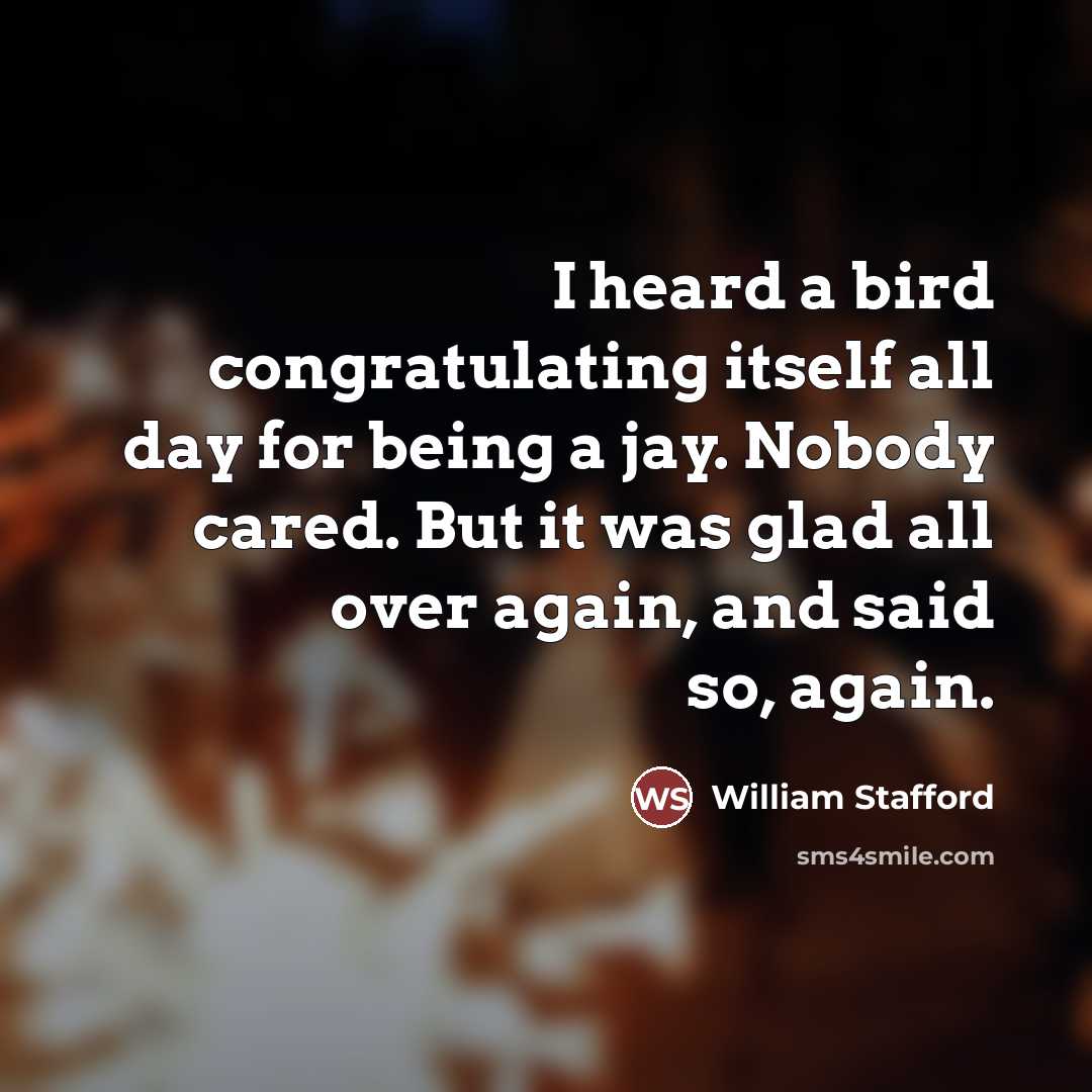 “I heard a bird congratulating itself all day for being…” quote by William Stafford