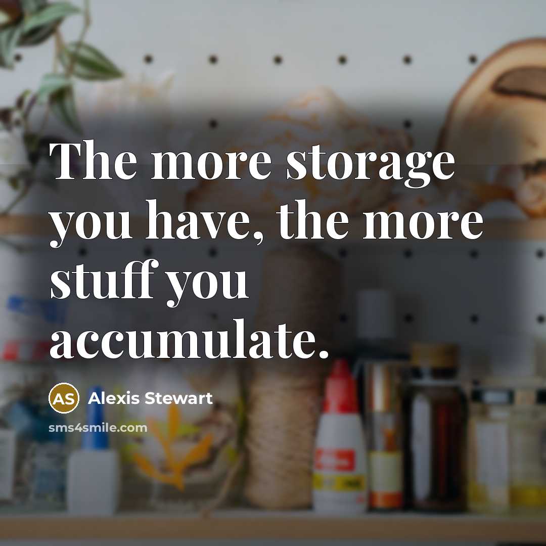 “The more storage you have, the more stuff you accumulate.…” quote by Alexis Stewart