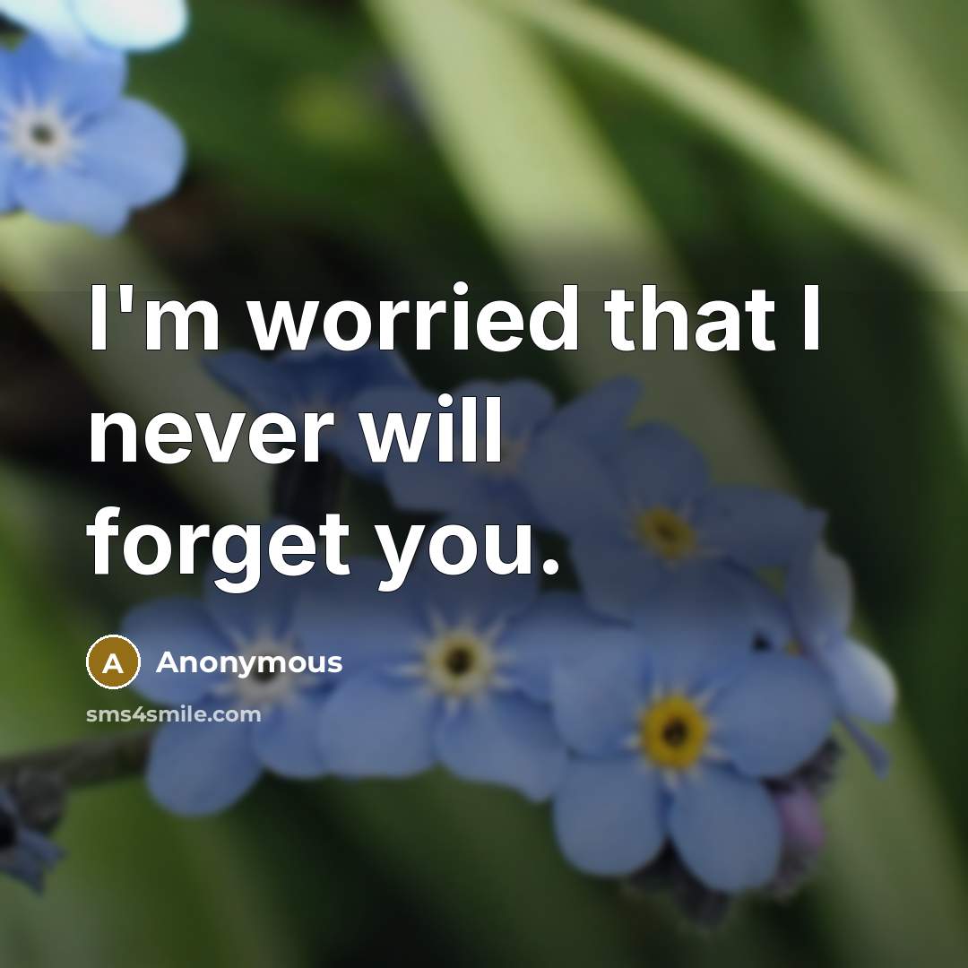 “I'm worried that I never will forget you.” quote by Anonymous