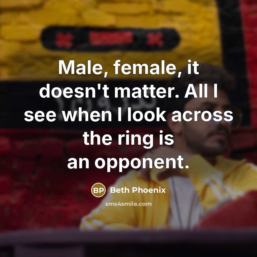 “Male, female, it doesn't matter. All I see when I…” quote by Beth Phoenix