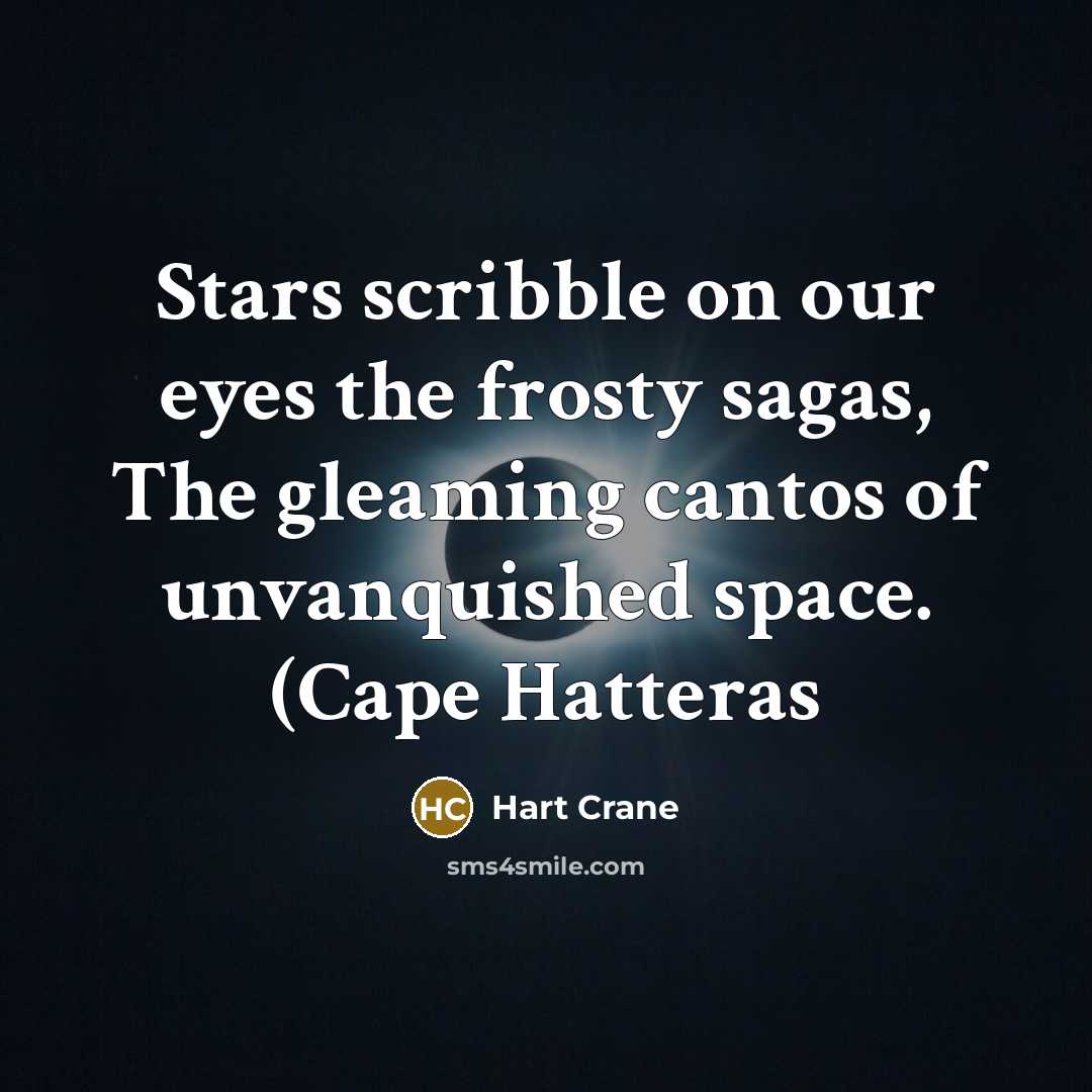 “Stars scribble on our eyes the frosty sagas, The gleaming…” quote by Hart Crane