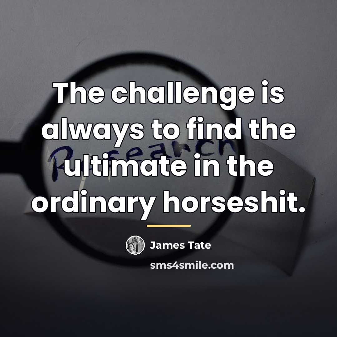 “The challenge is always to find the ultimate in the…” quote by James Tate
