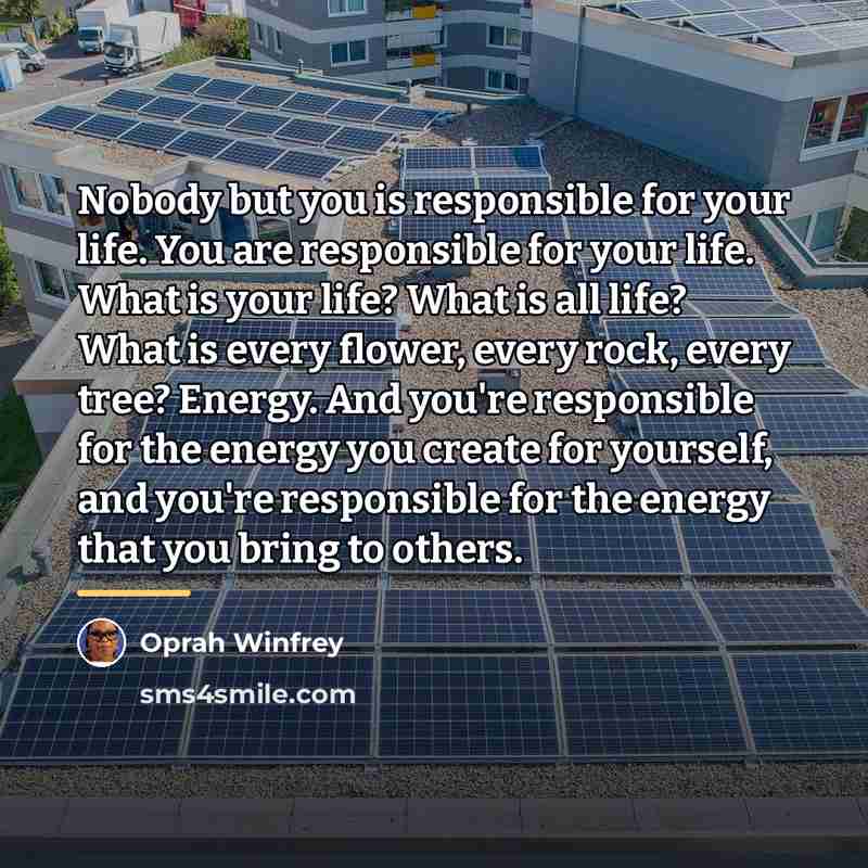 “Nobody but you is responsible for your life. You are…” quote by Oprah Winfrey