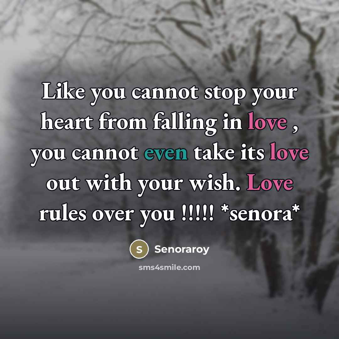 “Like you cannot stop your heart from falling in love…” quote by Senoraroy