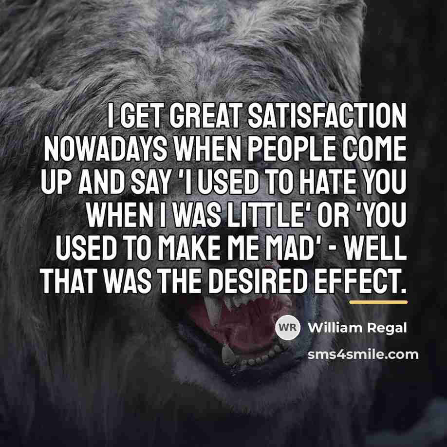 “I get great satisfaction nowadays when people come up and…” quote by William Regal