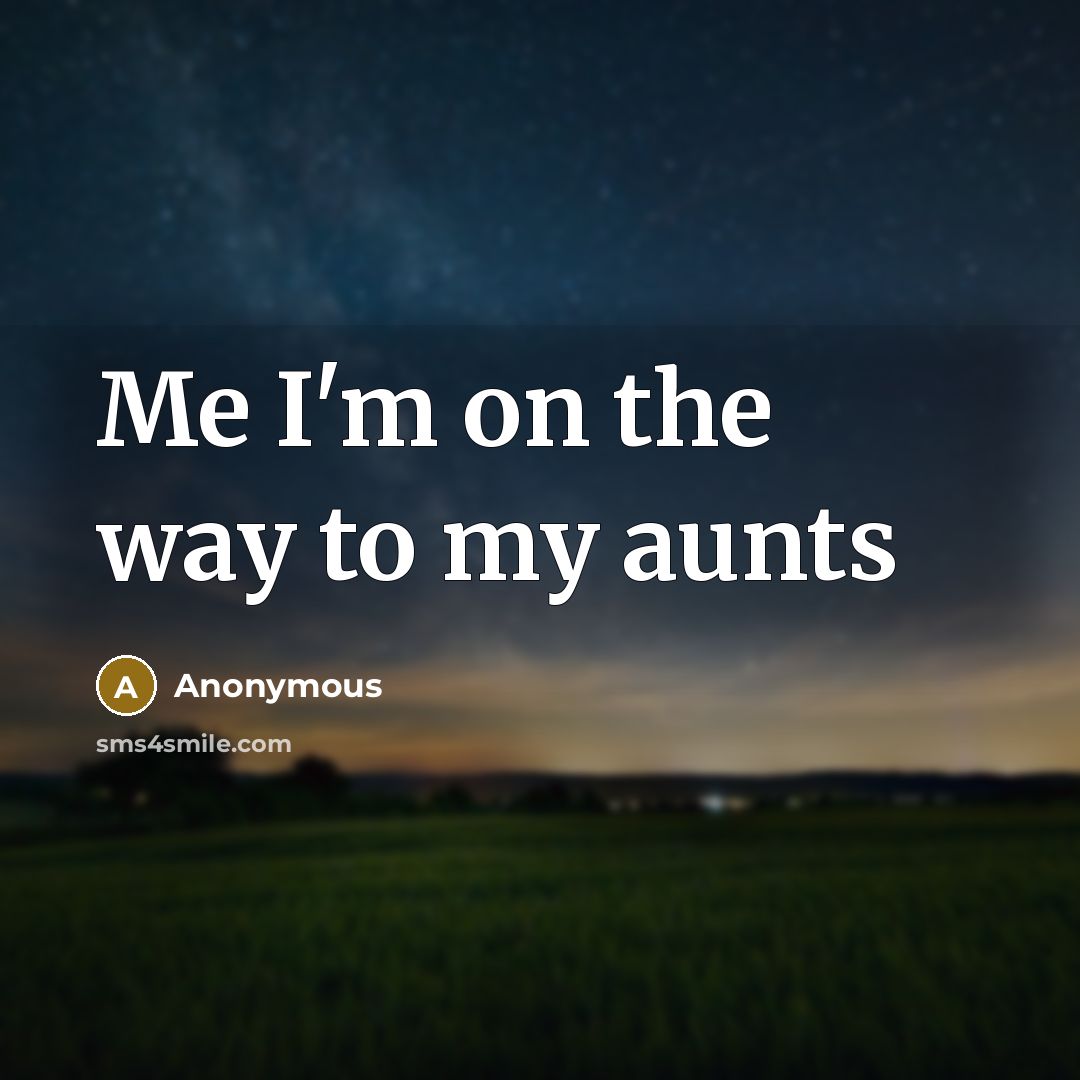 “Me I'm on the way to my aunts” quote by Anonymous