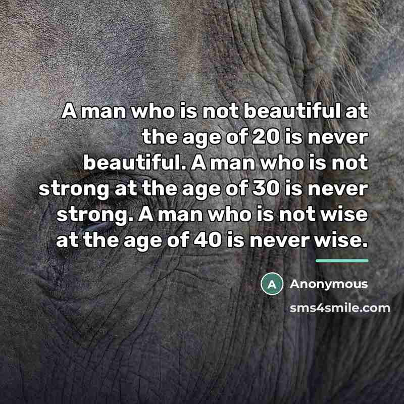 “A man who is not beautiful at the age of…” quote by Anonymous