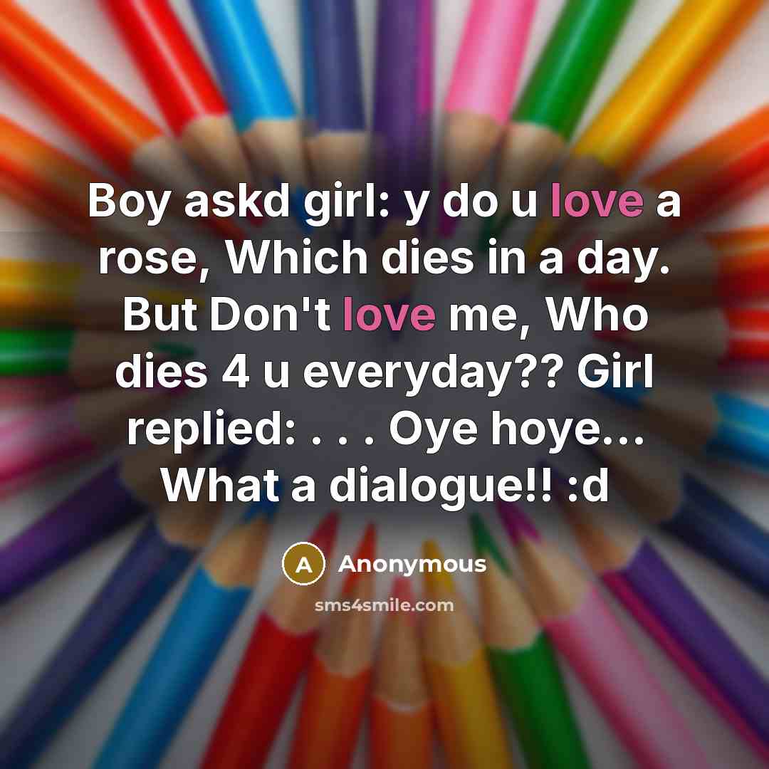 “Boy askd girl: y do u love a rose, Which…” quote by Anonymous