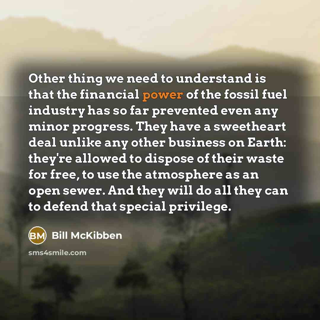 “Other thing we need to understand is that the financial…” quote by Bill McKibben