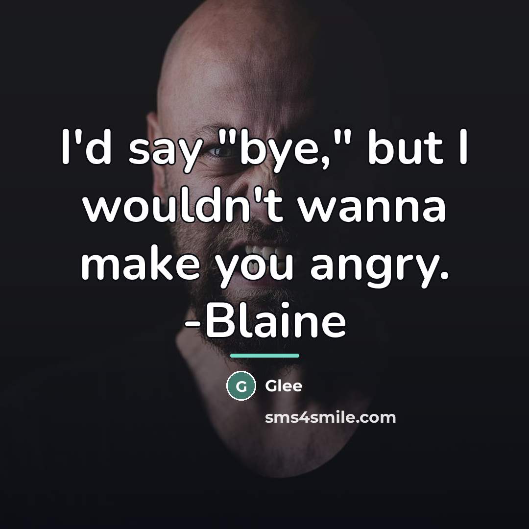 “I'd say "bye," but I wouldn't wanna make you angry.…” quote by Glee